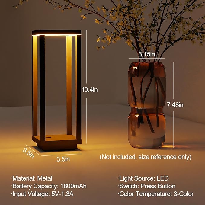 2 Pack Cordless Table Lamp Rechargeable, IP55 Waterproof, 60h Runtime Protable - Image 3