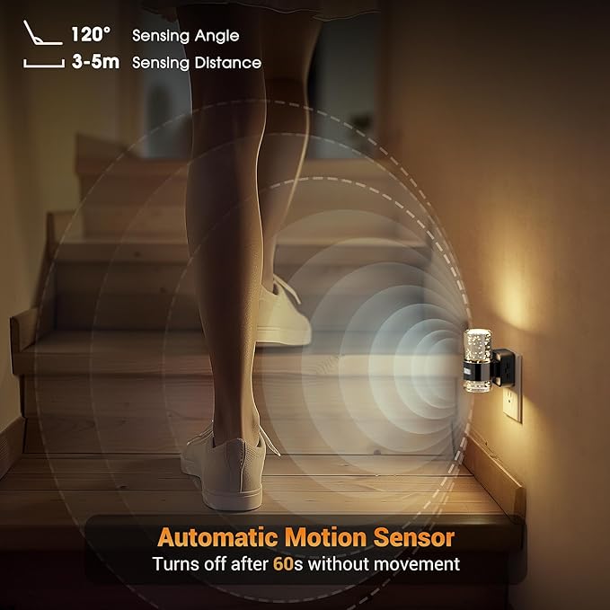 JandCase Motion Sensor Night Light, Night Lights Plug Into Wall, 2 Pack 3000k - Image 4