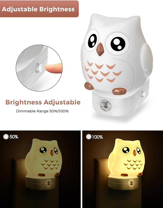 L LOHAS LED Owl Night Light for Kids, 3D Owl Night Light Plug in Wall, Dusk to - Image 5