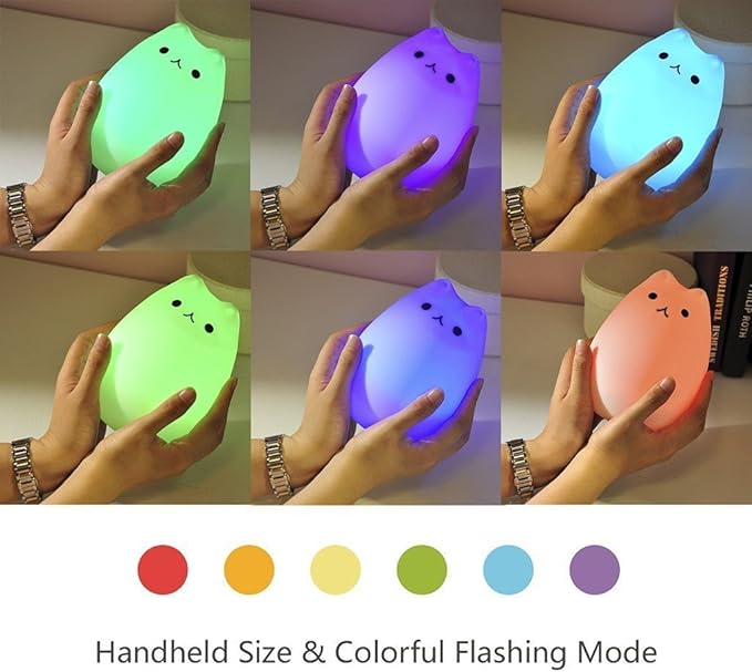 WoneNice Cute Kitty Night Light, Rechargeable Silicone Cute Lamp - Image 2