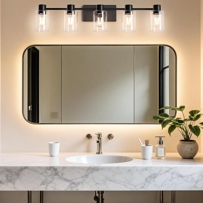 5-Light Modern Vanity Light Fixtures Over Mirror, Matte Black Bathroom Light - Image 8