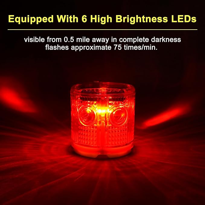 Aolyty Solar Strobe Warning Light IP54 Waterproof LED Flashing Safety Light - Image 2