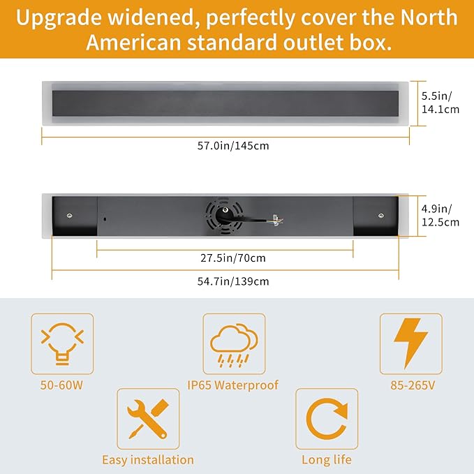 Upgrade Widened 2 Pack 57inch Long Modern Outdoor Wall Light, Dimmable - Image 2