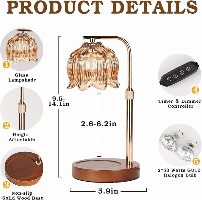 Candle Warmer Lamp for Yankee Candles, Height Adjustable Candle Heater Lamps - Image 3