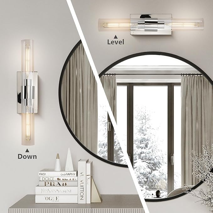 22.8" Sconces Wall Lighting, Bathroom Nickel Vanity Lights Fixtures - Image 9