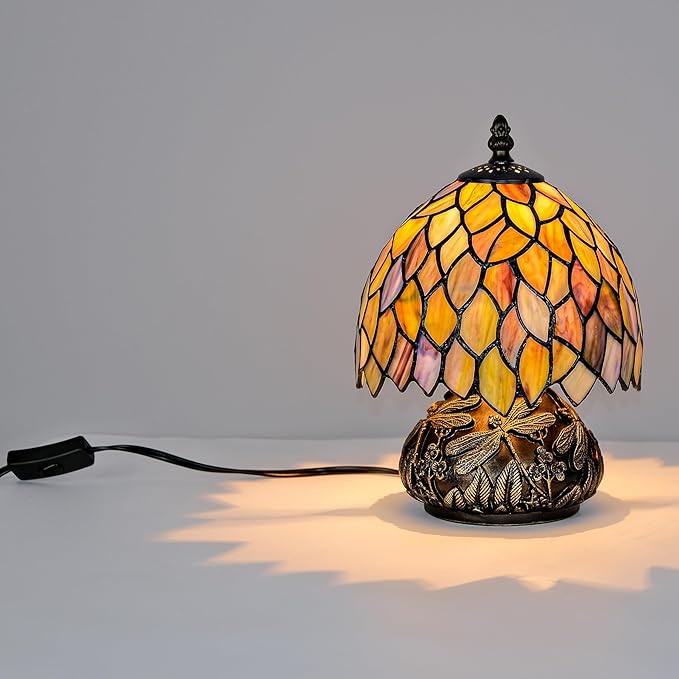 Tiffany Style Table Lamp, Stained Glass Gradient Green Wisteria Desk Lamp - Image 4