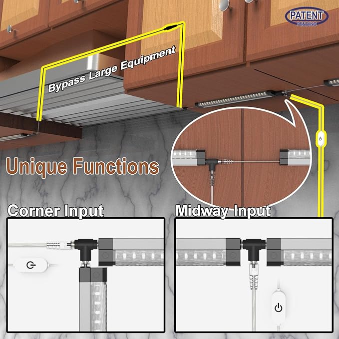 EBD LED Under Cabinet Lights Hardwired Built-in Adjustable Cable Midway Input - Image 3
