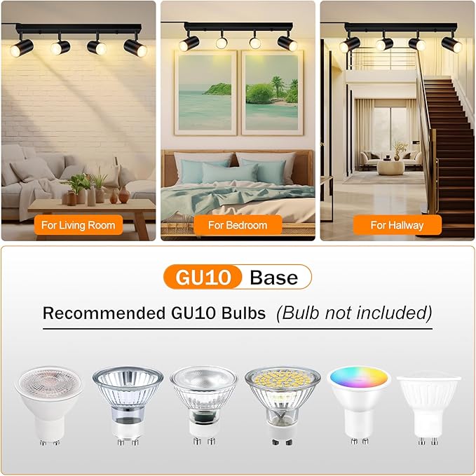 4 Light Track Lighting Kit, Industrial GU10 Wall Light - Image 3