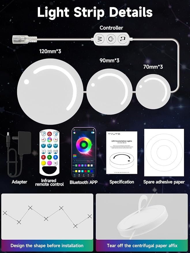 GIPOYENT Smart Wall Light, 9-Piece LED DIY Constellation Light, RGB Color - Image 6