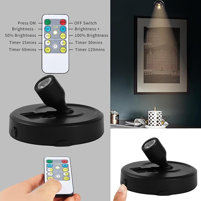 2-Pack Cordless Spotlight Battery Operated Picture Lights, LED Display Puck - Image 2