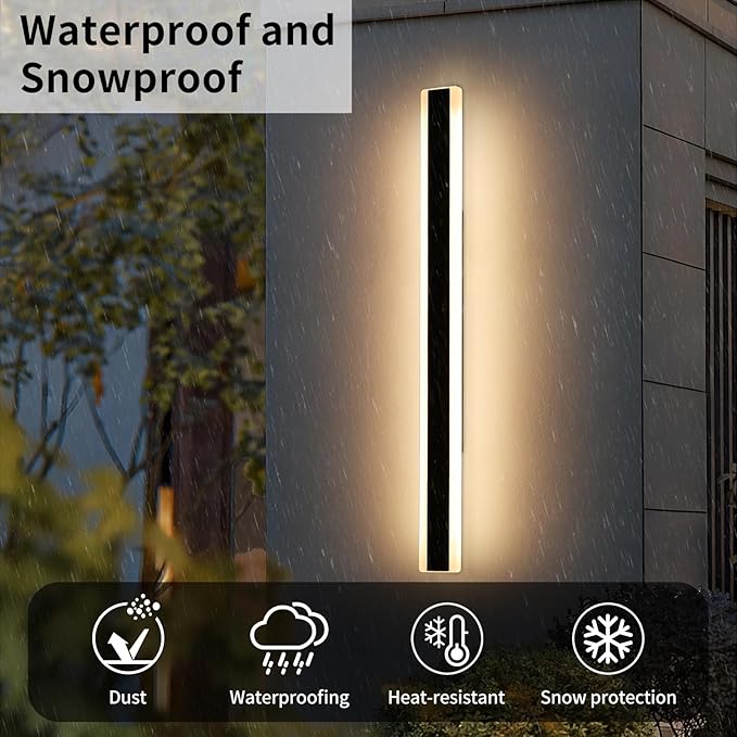 Outdoor Long Strip Wall Lights, 59inch Modern LED Wall Sconces, 3 Color - Image 5