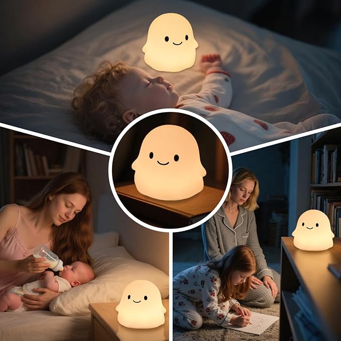 Halloween Ghost Night Light, 50-Hour Battery & Pat Control, Cute Squishy Lamp - Image 8
