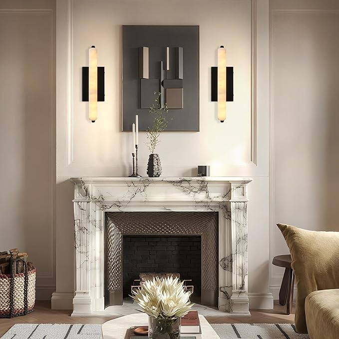Alabaster Wall Sconces, 15in Black Alabaster Sconce, Modern Spanish Natural - Image 7