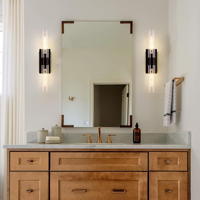 Modern Wall Sconces, 22.8in Black, 2-Light Indoor Wall Mounted Sconces - Image 4