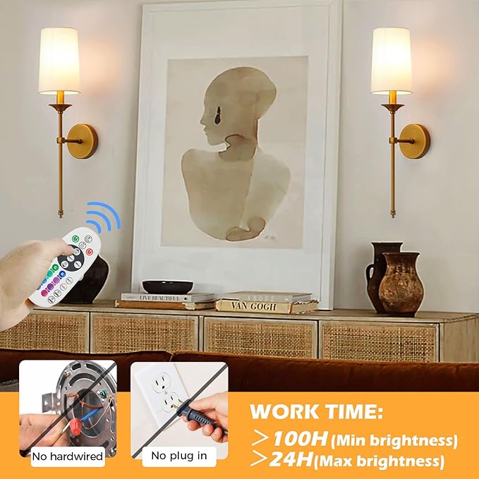 PASSICA DECOR Battery Operated Wall Sconce Set of 2 - Image 4