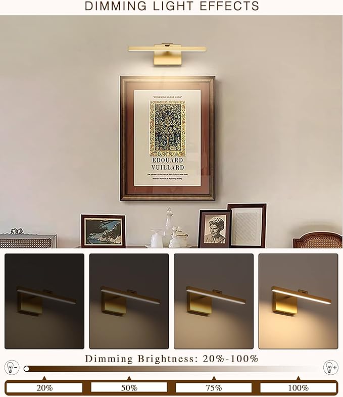 Joosenhouse Hard Wired Picture Light Gold Modern Picture Lights - Image 2