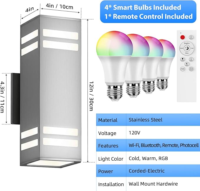 SHIMR Smart Outdoor Wall Lights 2 Pack, RGB Color Changing WiFi & Bluetooth - Image 6