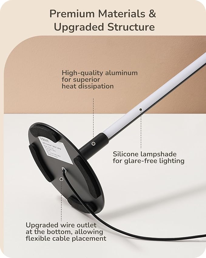EDISHINE Upgraded LED Table Lamp Set of 2, Stepless Dimmable Bedside Lamps - Image 2