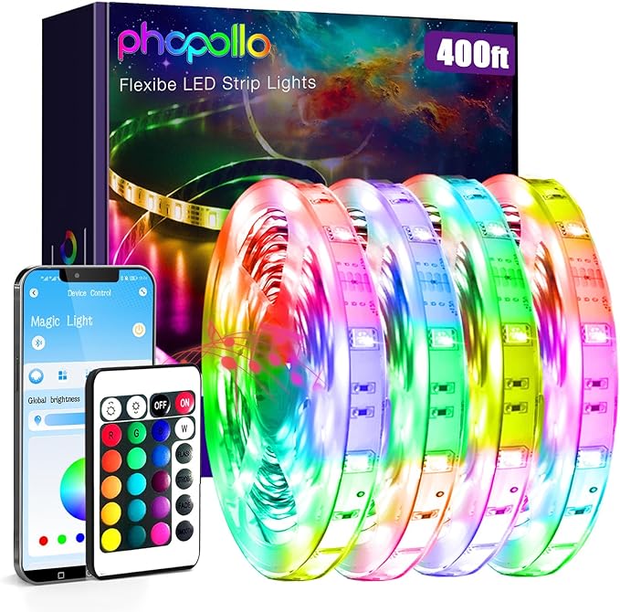 phopollo Bluetooth 24V Led Strip Lights 400ft, Color Changing LED Lights by Phopollo