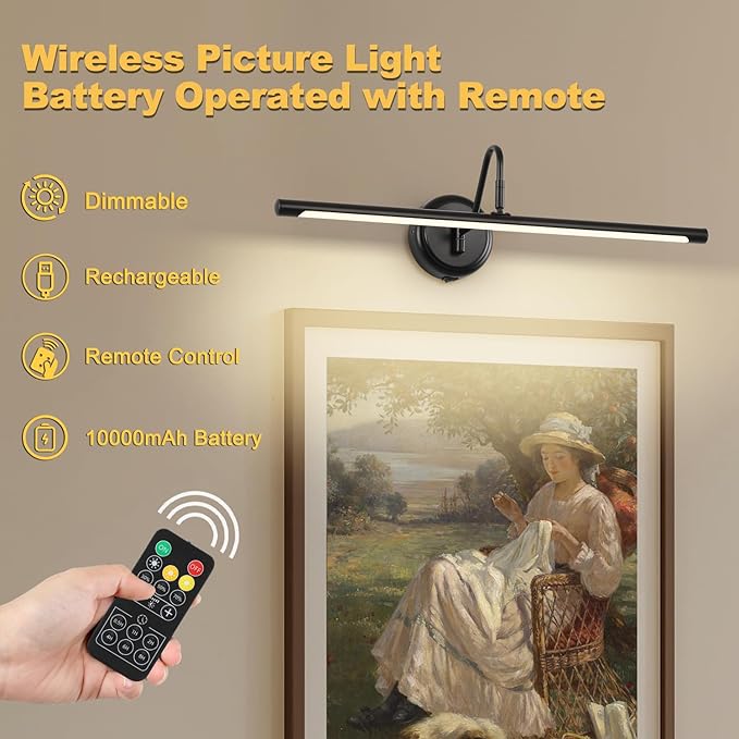 JOOSENLUX Battery Operated Picture Lights Modern Wireless Wall Lights 24.4" - Image 7
