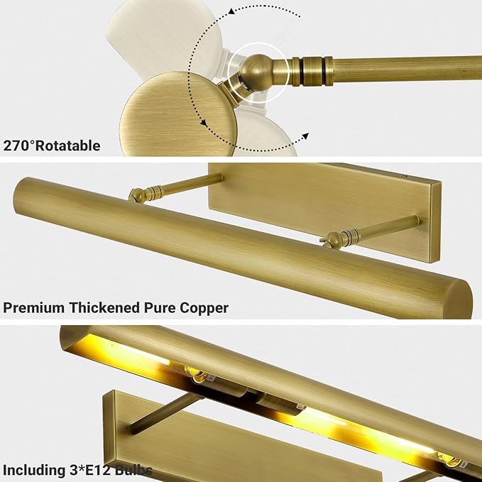 Brass Picture Lights 24in Brush Gold Picture Lights - Image 3