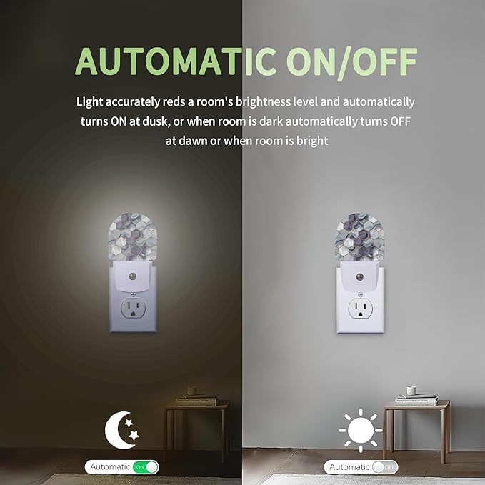 Hexagon Golden Blue Marble Night Light, Night Light Plug into Wall - Image 4