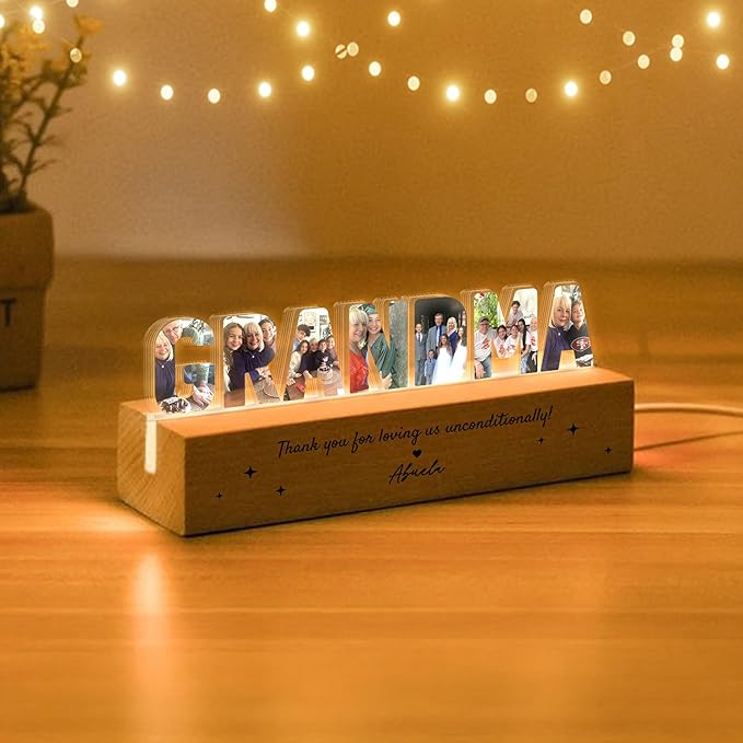 Personalized Grandma Photo Collage LED Night Light, Custom Photo, Quote & Name - Image 2