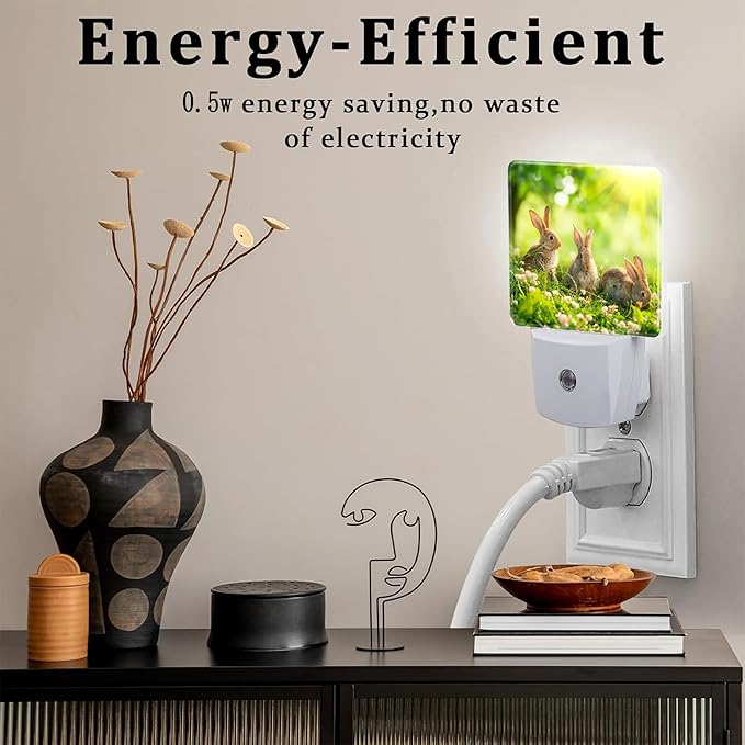 Easter Bunny in The Meadow Night Light Plug into Wall, Cute Rabbits and Spring - Image 4
