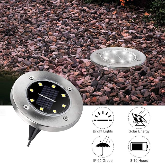 ZGWJ 8 Pack Solar Ground Lights, 8 LED Upgraded Outdoor Garden Lights Landscape - Image 7