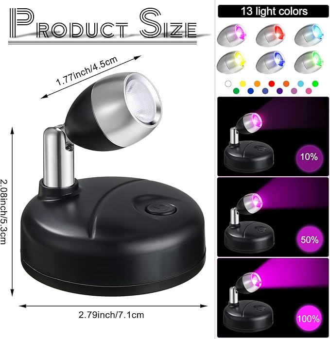Tuanse 12 Pcs Battery Operated Spotlights Indoor LED Spot Display Lights - Image 2