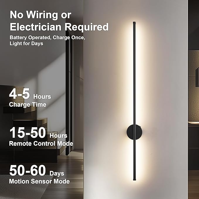 Motion Sensor Battery Operated Wall Sconce Set of Two - Image 2