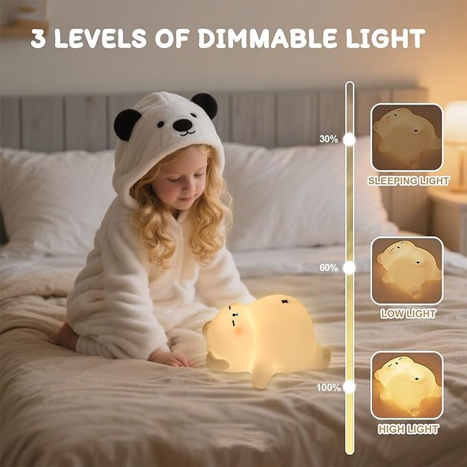 Squishy Night Light for Kids, Bear Silicone Night Light - Image 4