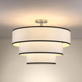 Doraimi Lighting 3 Tier Black White Linen Drum Fabric Semi Flush Mount Light by DoraimiLighting