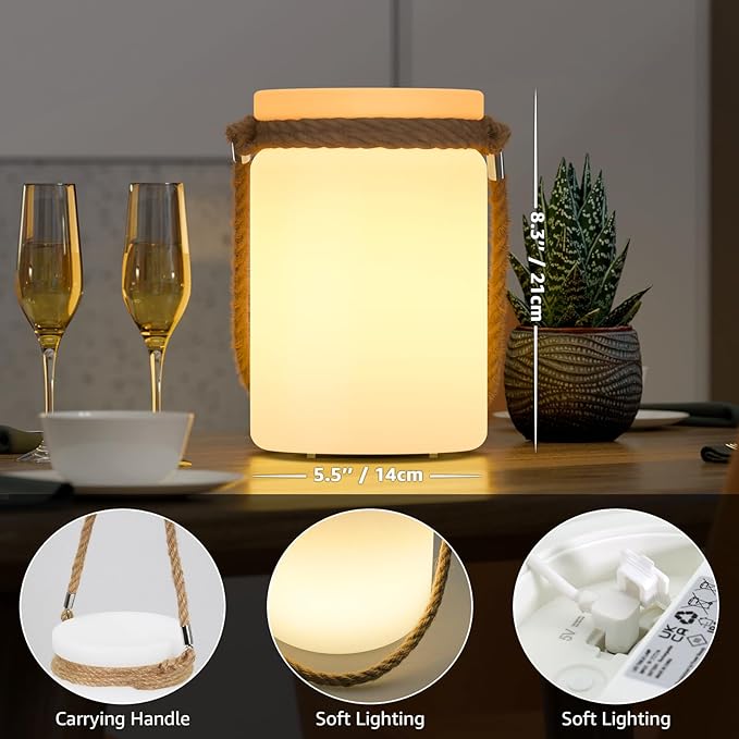 uuffoo 2 Pack LED Lamp Lantern Table Lamp Cordless Shower Lamp IP44 RGB and - Image 2