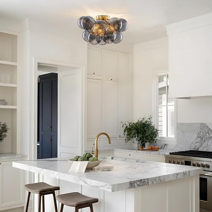 GoYeel Bubble Ceiling Light Fixture 18.5"-Glass Light Fixtures Ceiling Mount - Image 2