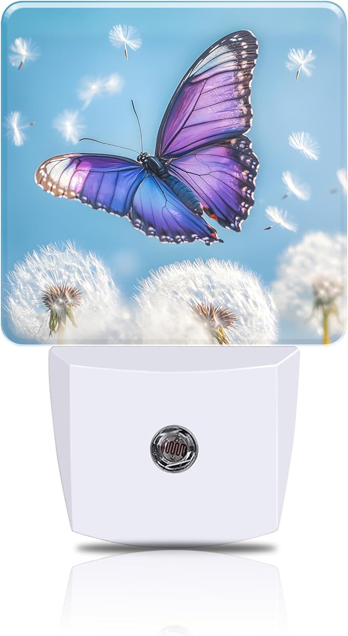 Flying Butterfly with Dandelion Night Light, Plug-in Nightlight with Dusk to by FOISIIAEA