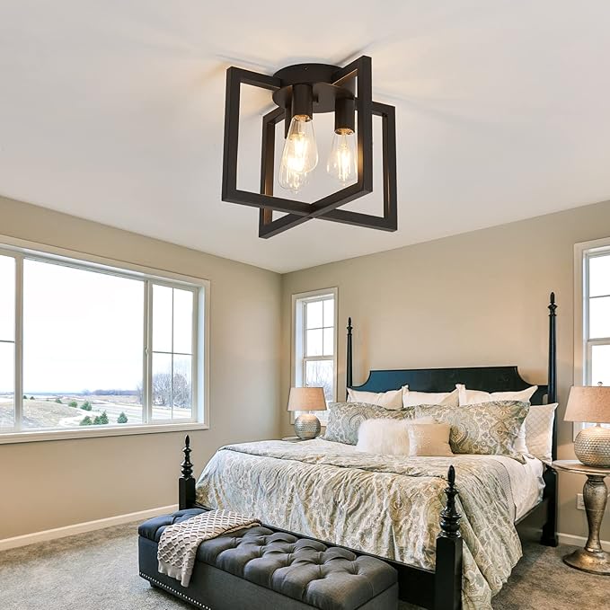 ZGLAOJT 3-Lights Ceiling Light Fixture, Industrial Black Semi Flush Mount - Image 9