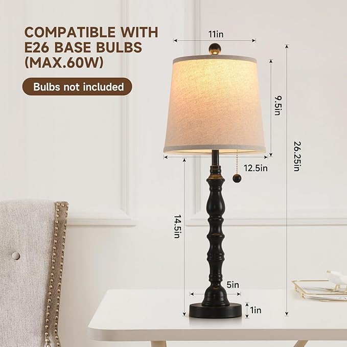 Terpsichore Lamps for Living Room Modern Farmhouse Table Lamp Bedside Reading - Image 7