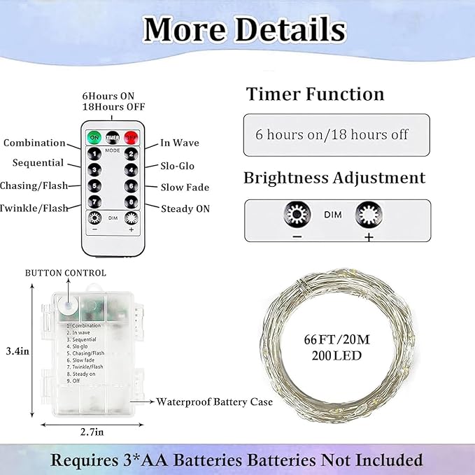 2-Pack Fairy Lights Battery Operated - Image 7