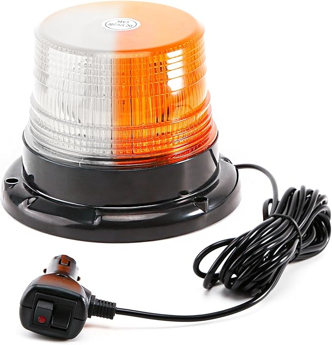 1-Pcs Amber/White LED Beacon Lights 12-24V Warning Safety Flashing Emergency by PKINGLAKE