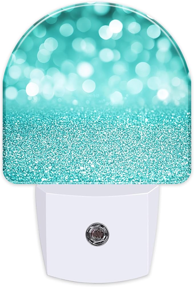 Teal Turquoise Glitter Night Light, Dusk-to-Dawn Auto Sensor Plug in Night Light by Unknown
