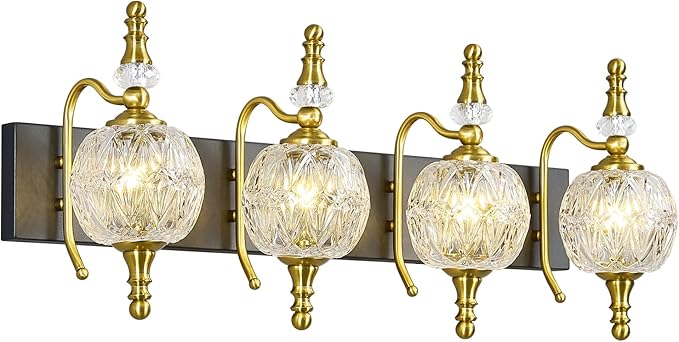 Modern Crystal Bathroom Vanity Lights Fixtures Over Mirror Black Gold Vintage - Image 8