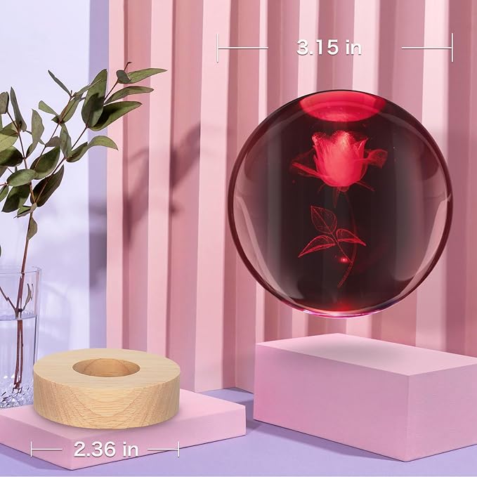 3D Rose Crystal Ball Lamp, 16 Color Changing Night Light - Image 3