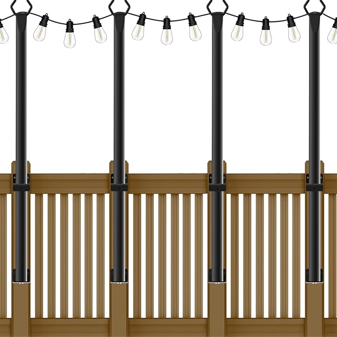 4 Pack String Light Poles, 5Ft Metal Poles by NUERPO