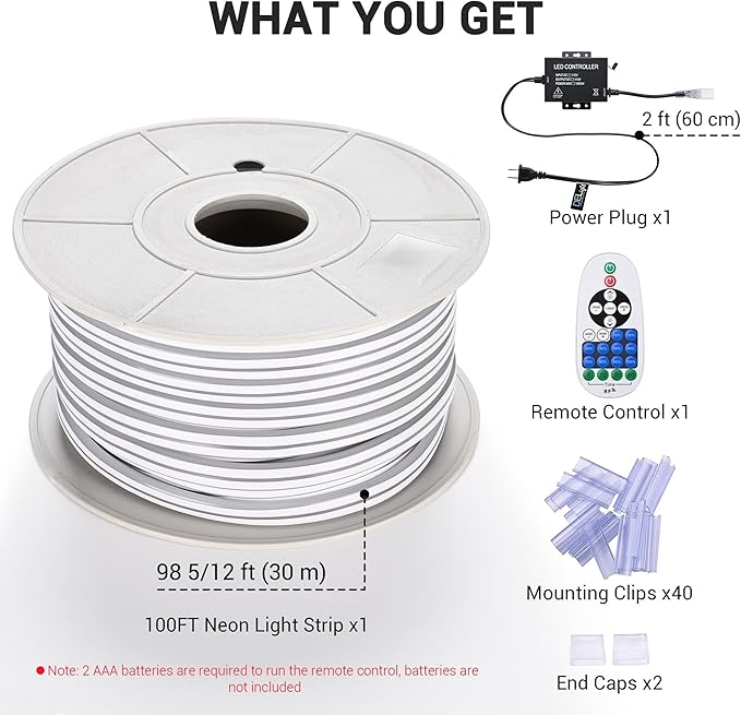 DELight 100FT Warm White Neon Rope Lights - Image 2