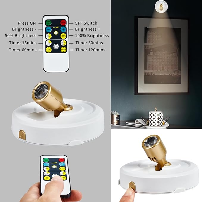 4-Pack LED Spotlight Battery Operated Picture Lights, Wireless Puck Lights - Image 3