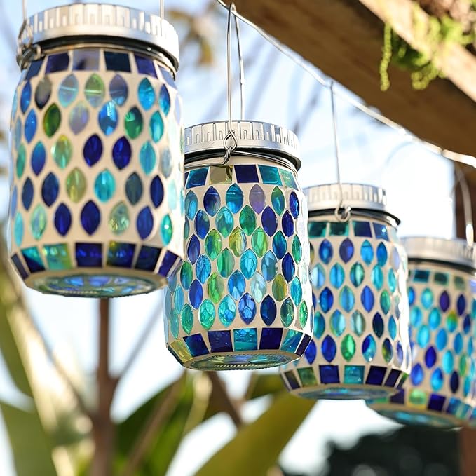 Cooo 4 Pack Mosaic Lanterns Outdoor Waterproof - Image 5