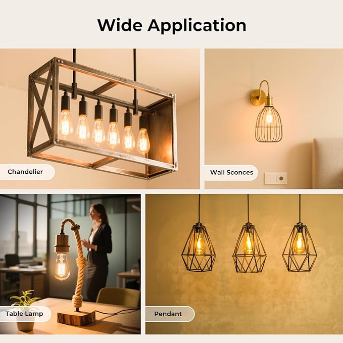 Dimmable Edison Bulbs, 2700K Warm White, 6W Equivalent to 60 watt E26 LED Bulb - Image 7
