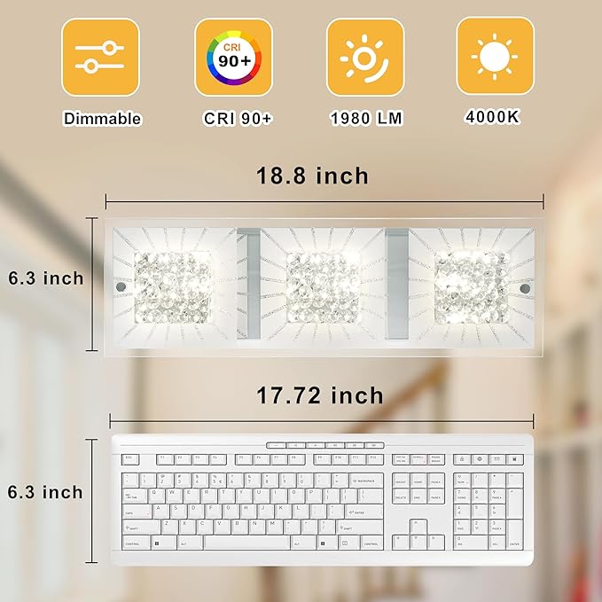 Crystal Flush Mount Ceiling Light Long Kitchen Lighting Fixtures Ceiling - Image 2