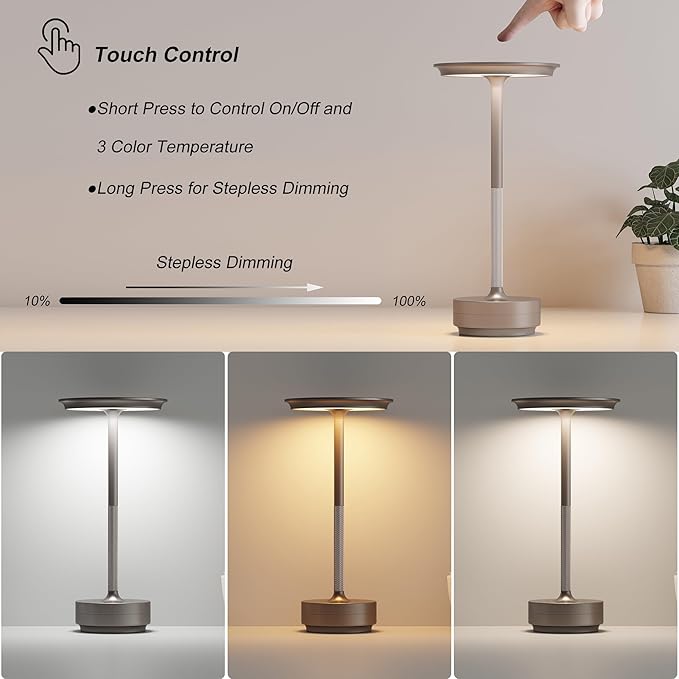 2 Pack Rechargeable Cordless Table Lamps, Portable 5000mAh Outdoor Table Light - Image 2